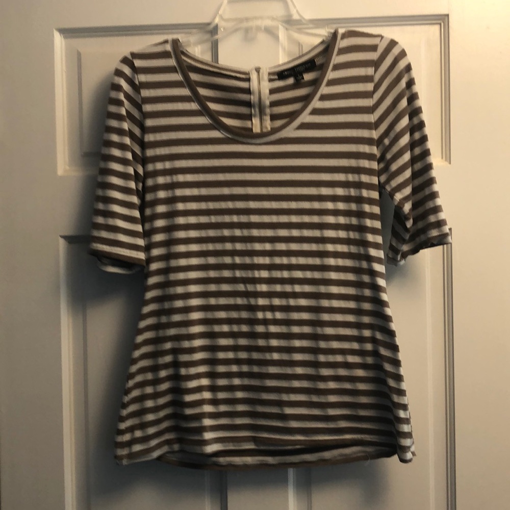 Brown and white stripe top